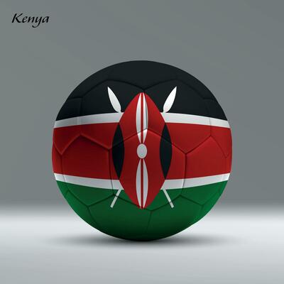 3d realistic soccer ball iwith flag of Kenya on studio background