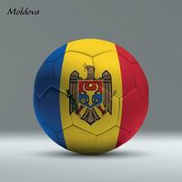 3d realistic soccer ball iwith flag of Moldova on studio background vector