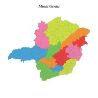 Colored map of Minas Gerais, state Brazil, with borders regions vector