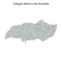 map of Triangulo Mineiro e Alto Paranaiba is a mesoregion in Minas Gerais with borders municipalities vector