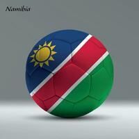 3d realistic soccer ball iwith flag of Namibia on studio background vector