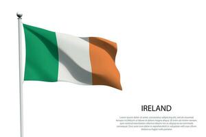 National flag Ireland waving on white background vector