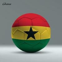 3d realista fútbol pelota yo con bandera de Ghana en estudio antecedentes vector