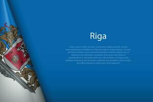 3d flag of Riga, is a city of Latvia vector