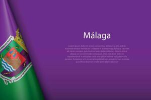 3d flag of Malaga, is a city of Spain vector