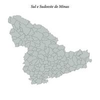 map of Sul e Sudoeste de Minas is a mesoregion in Minas Gerais with borders municipalities vector