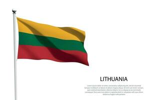 National flag Lithuania waving on white background vector