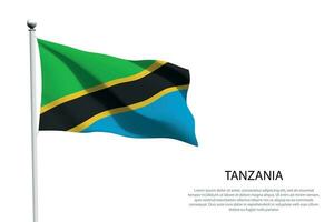 nacional bandera Tanzania ondulación en blanco antecedentes vector
