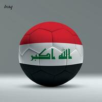 3d realistic soccer ball iwith flag of Iraq on studio background vector