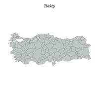 sencillo plano mapa de Turquía con fronteras vector