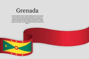 Ribbon flag of Grenada. Celebration background vector