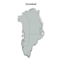 Simple flat Map of Greenland with borders vector