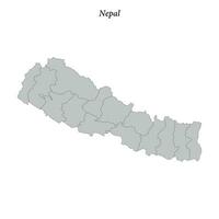 Simple flat Map of Nepal with borders vector