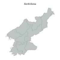 Simple flat Map of North Korea with borders vector