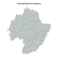 mapa de central espirito-santense es un mesorregión en espíritu santo con fronteras municipios vector