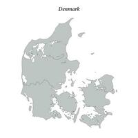 Simple flat Map of Denmark with borders vector