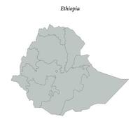 Simple flat Map of Ethiopia with borders vector