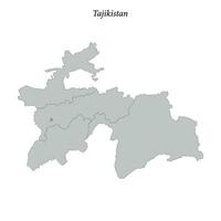 Simple flat Map of Tajikistan with borders vector