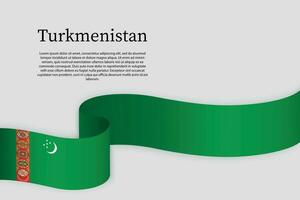 Ribbon flag of Turkmenistan. Celebration background vector