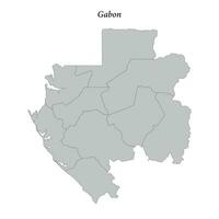sencillo plano mapa de Gabón con fronteras vector