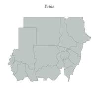 Simple flat Map of Sudan with borders vector