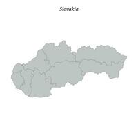 Simple flat Map of Slovakia with borders vector