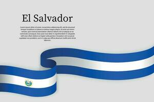 Ribbon flag of El Salvador. Celebration background vector