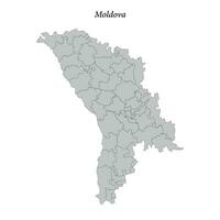 Simple flat Map of Moldova with borders vector