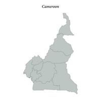 Simple flat Map of Cameroon with borders vector