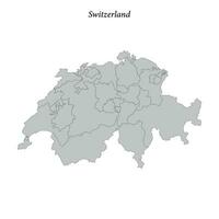 sencillo plano mapa de Suiza con fronteras vector