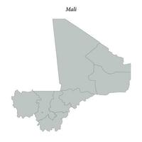 Simple flat Map of Mali with borders vector