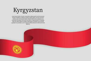 Ribbon flag of Kyrgyzstan. Celebration background vector