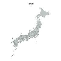 sencillo plano mapa de Japón con fronteras vector