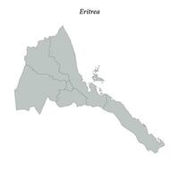 sencillo plano mapa de eritrea con fronteras vector
