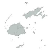 Simple flat Map of Fiji with borders vector