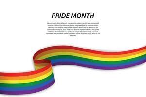 Rainbow wave flag for happy pride month background vector