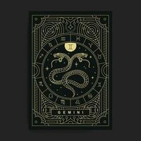 Gemini Zodiac artwork  Poster, Elegance in celestial Luxury vector