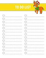 To do list. Printable template. Lined sheet. Handwriting paper. For diary, planner, checklist, wish list. Vector illustration.