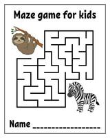 Square maze. Labyrinth conundrum. Game for kids. Puzzle for children. Cartoon character. Isolated on white background. Vector illustration.