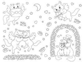 Coloring book page for kids. Cartoon style character. Vector illustration isolated on white background. Valentine's Day.