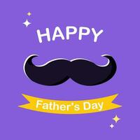 Happy Father's Day. Modern postcard with mustache and text on purple background. Vector. vector