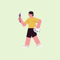 hombre caminar con pintar vector