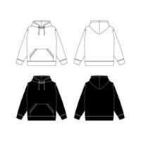 Hoodie, flat sketch, fashion design vector. White Background vector