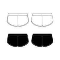 Unisex sweat Shorts technical fashion illustration. Short Pants fashion flat template, elastic waist, front and back, white colour. Sportswear unisex CAD mock-up. vector