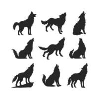 Wolf silhouette isolated on white, wild animal, logo with wolf, vector image