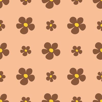 Chamomile floral seamless pattern on Peach Fuzz background