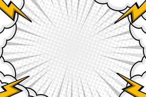 Blank retro comic pop art cartoon frame background with lightning vector