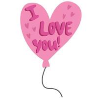 un mano dibujar vector en forma de corazon globo con yo amor usted escritura .valentine's día concepto.usado para saludo tarjeta, y póster diseño.