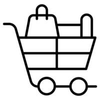 compras carro icono línea vector ilustración