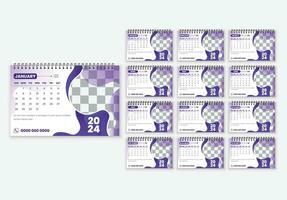 New year desk calendar design with creative abstract shapes. pro vector. vector